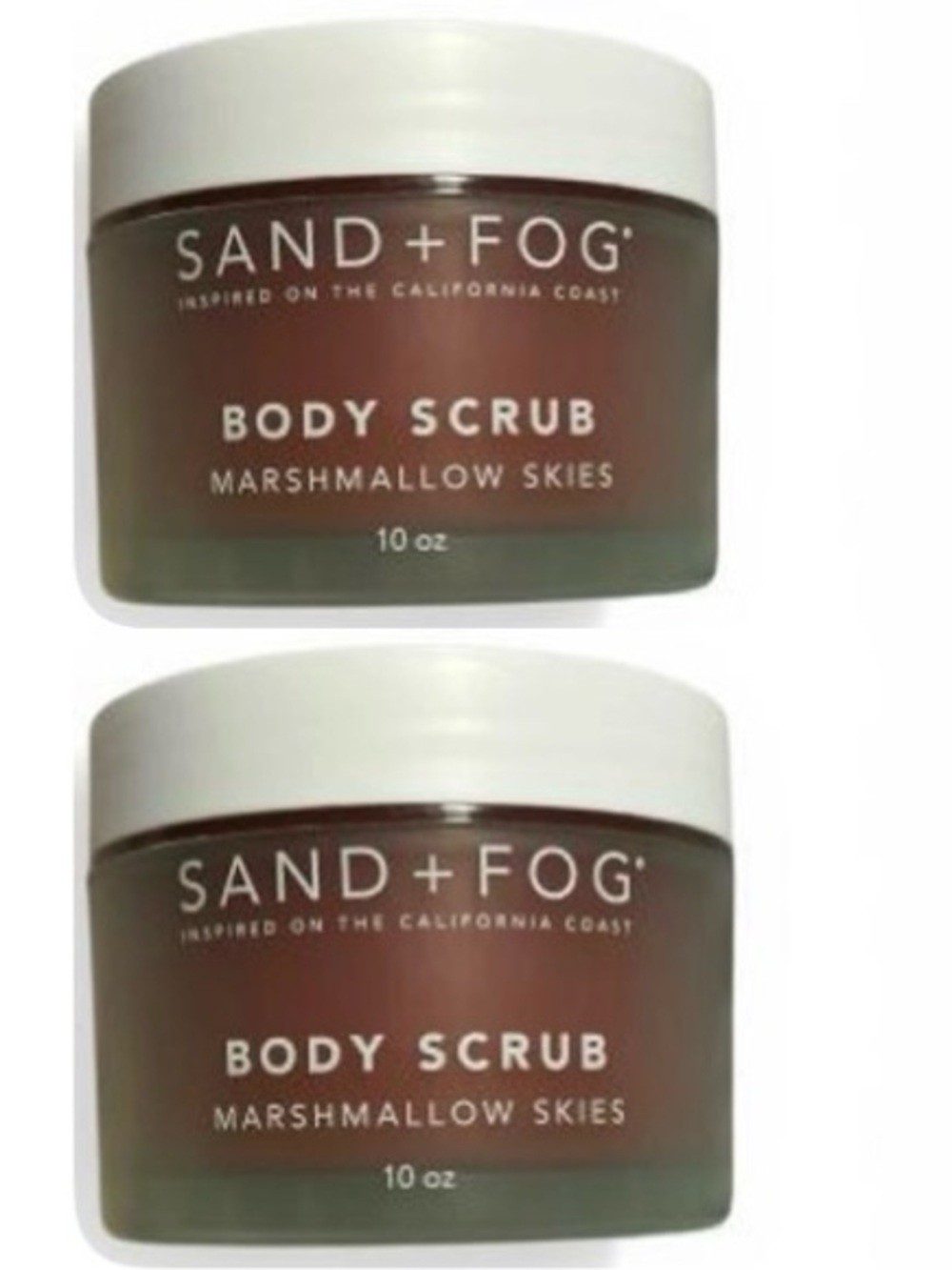Set of 2! Sand + Fog Body Scrub MARSHMALLOW SKIES 10oz Exfoliating Sugar Scrub